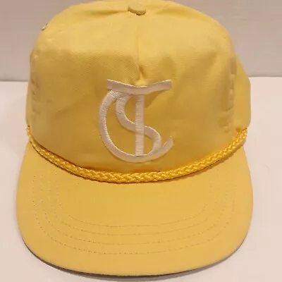 Vintage SKM Yellow Rope Cap Embroidered Eyelet Snap Back Dad Hat Made In The USA • $19