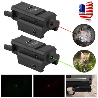 Tactical Pistol Gun Green/Red Beam Sight 20mm USB Rechargeable For Glock 17 19 • $15.99