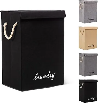 Laundry Basket Dirty Washing Clothes Storage Folding Bin Bag Hamper With Lid • £20.97