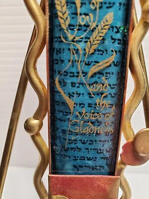 Mezuzah With Scroll And Stand Copper Brass Art Glass Sculpture Mixed Metals • $74.98