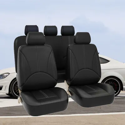 9Pcs Breathable Pu Leather Full Set Seat Cover Cushion Protector For Sedan • $28.78