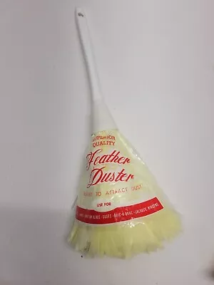 Vtg Feather Duster Household Cleaning Tool MCM Retro Plastic Handle NOS Yellow • $11.90