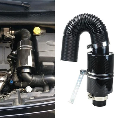 $93.49 • Buy 3  Filter Box Carbon Fiber Car Induction Ram Cold Air Intake System+Hose Parts