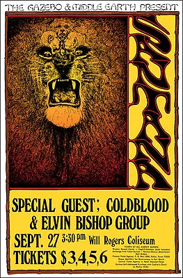 SANTANA ELVIN BISHOP GROUP COLD BLOOD 1971 Ft Worth Concert Poster • $12.99