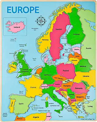 Bigjigs Toys Europe World Map Puzzle Wooden Toys Jigsaw Puzzle Jigsaw For 3 • £15
