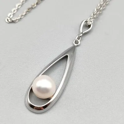 MIKIMOTO Necklace Akoya White Pearl 6.8mm Silver 925 Japan Pendant Chain Auth • $179