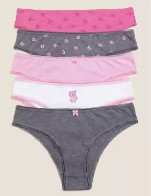 £6.99 • Buy M&s Collection Pink Mix 5 Pack Cotton Rich Percy Pig Brazillian Knickers