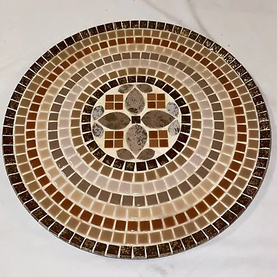 Vintage Mosaic Tile On Aluminum Dish Platter 11.75” Mid Century Modern MCM • $24.99