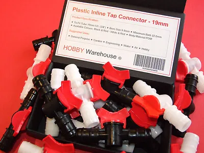 19mm Inline Tap Connector Barbed Plastic Shut Off Valve Water Hose Garden & DIY • £6.65