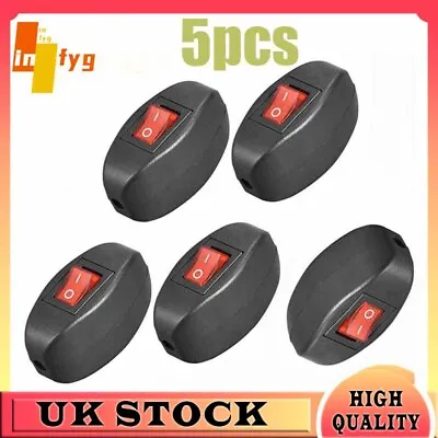 5 X Inline Cord Switch AC250V 6A/ 125V 10A On-Off For Table Floor Lamps Black • £7.97