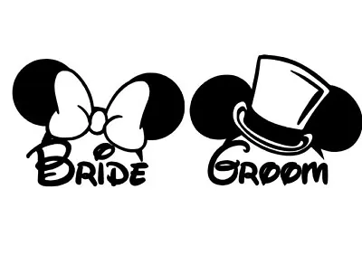 £2.50 • Buy Mickey Minnie Disney Bride/Groom Vinyl Decal Wines Glass Sticker Set  WEDDING 