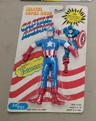 1989 Just TOYS NY Marvel's CAPTAIN AMERICA TWISTABLES Figure-W/ MAIL AWAY CERT. • $10.49