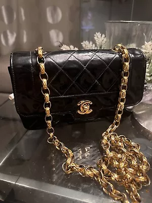 Classic Chanel Flap Vintage Patent Diana Bag 24k Gold Plated Chain Hardware • £1999