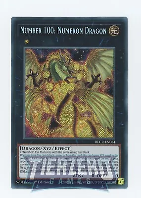 Yugioh Number 100: Numeron Dragon BLCR-EN084 Secret Rare 1st Edition Near Mint • £1.79
