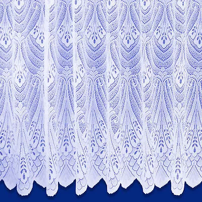 Oslo Cotton Look White Fan Lace Thick Window Net Curtain Sold By The Metre Wide • £3.99