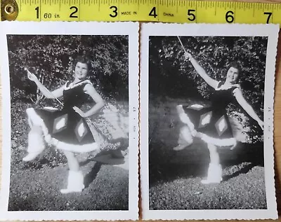 Two 1950s Vintage Photo High School Girl Majorette Outfit 1957 Marching Band • $15.50