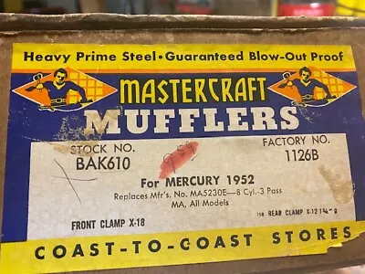 1952 Mercury 8 Cyl Nos Mastercraft Muffler Exhaust Ma5230e Factory No 1126b • $99.99