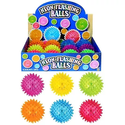 Flashing LED Light Up Spikey Balls Bouncy Colourful Ball Boys Girls Sensory Toy • £4.79