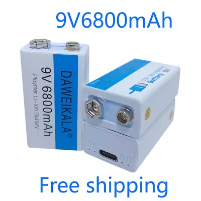 1/2/4PCS USB Rechargeable Battery 9V LI-ion Recharge Batteries 6800mAh 9 Volt • $19.20