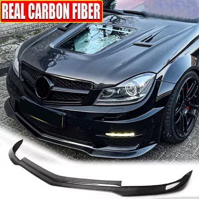 REAL CARBON Front Bumper Lip Spoiler Fit For Mercedes Benz W204 C63 AMG 12-14 • $351.49