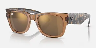 RAY BAN RB0840SF MEGA WAYFARER  Sunglasses Transparent Brown / Gold Lenses • $204.99