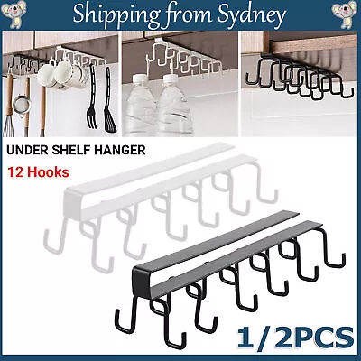 UP 2pcs Double-row Hook Mug Cup Rack Holder Kitchen Cabinet Hanger Organiser AU • $1.87