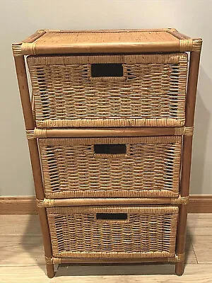 Chest Of 3 Drawers Natural Rattan Wicker Handmade Model Jacky  • $139.99