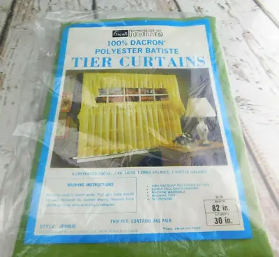 Tier Curtain Grants Home 80” X 30” Green NOS 1 Pair/ Pack Dacron Polyester Vtg • $21.99