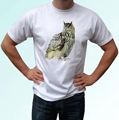 Owl White T Shirt Animal Tee Top Bird Design - Mens Womens Kids Baby Sizes • £9.99