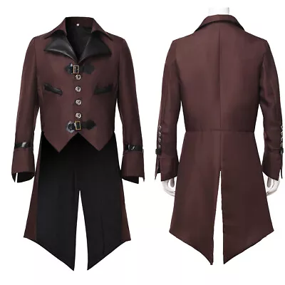 Steampunk Men's Swallow-tailed Coat Tail Coat Victorian Overcoat Outwear Aviator • $35.99