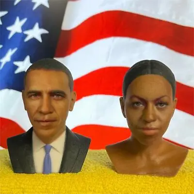 3D Printed Full Color Michelle & Barack Obama Bust Statues President 3 Inch • $79.95