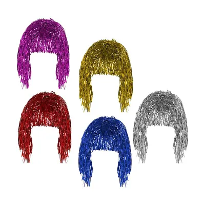 5Pcs Rainbow Tinsel Wig Party Wig Metallic Foil Wig • £7.65