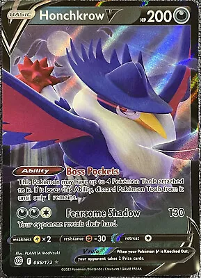 Pokemon TCG - Honchkrow V Ultra Rare Holo - 088/172 - Brilliant Stars • $1.29