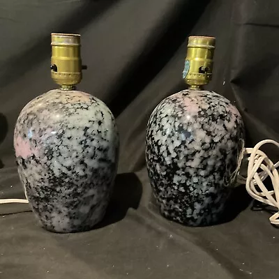Pair Of Mid Century Deana Style Mottled Ceramic 7 In Table Lamps • $70