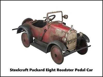 Steelcraft Pedal Car NEW Metal Sign:  Packard Eight Roadster - Unrestored Pic • $19.88