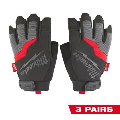 Milwaukee Gloves Fingerless Work Latex Free Non Slip Grip Polyester Unisex 3 Pk • $73.95