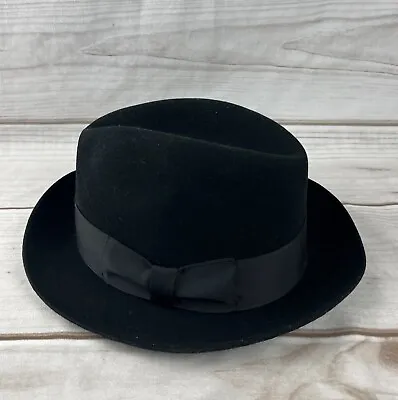 Vintage  Dobbs Fifth Avenue Hanover Men's Hat 7 1/4 - Black 100% Wool • $92.19
