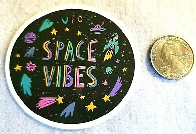 Round Space Vibes Multicolor Sticker Decal Multicolor Super Cute UFO Rocket Etc. • $2.99