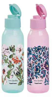 NEW TUPPERWARE VERA BRADLEY Pink & Blue Eco Blossom Water Bottles 25oz. • $23.95