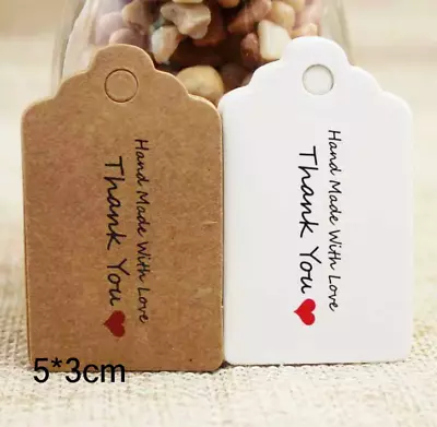 £1.80 • Buy Kraft Paper 'HANDMADE WITH LOVE' Gift Tags Scallop Labels 5x3cm Brown/White