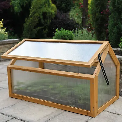 Garden Grow Polycarbonate Wooden Cold Frame Greenhouse Outdoor Planting Shelter • £47.99
