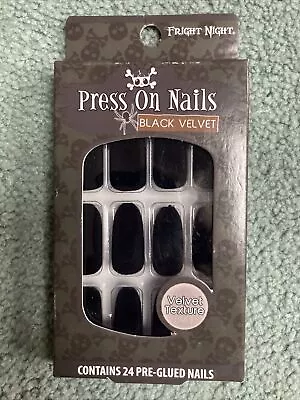 NIP Fright Night Press On Nails Halloween Black Velvet Texture 24 Pre-glued • $2.24