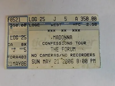 Madonna Concert Ticket Confessions Tour The Forum Los Angeles LODGE SEATING MB2 • $29.99