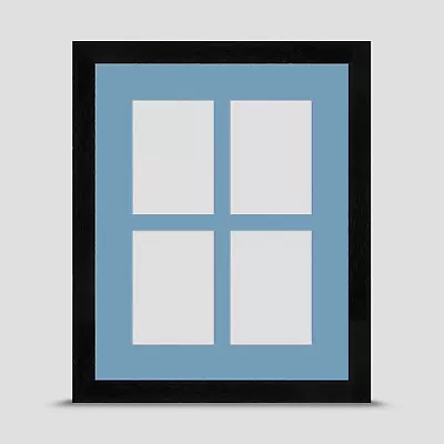 BLACK 10x8 PHOTO FRAME Incl BABY BLUE Mount For Four ACEO 3.5x2.5 PRINTS ART • £18.45