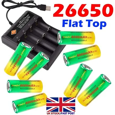 Sky Wolf Eye 26650 Battery  3.7V 8000mAh Rechargeable Batteries Cell Charger • £11.06