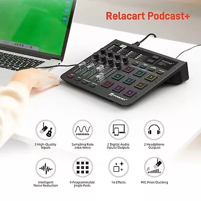 Relacart Podcast+ Video Switcher Live Streaming Microphone Interface Audio Mixer • $219