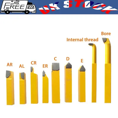 9Pcs 8x8mm Carbide Tipped Lathe Metal Cutter Cutting Tools Set Turning Boring UK • £14.92