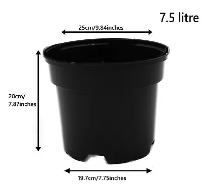 Black Plastic Plant Pot Flower Pots 0.5 1 2 3 4 5 7.5 10 12 15 25 32 45 60 Litre • £6.48