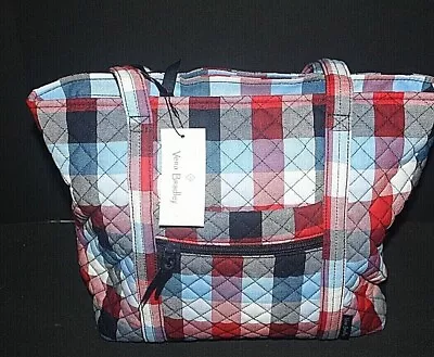 VERA BRADLEY Patriotic Plaid Iconic Small Vera Tote  NWT • $30.15