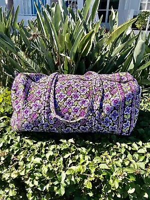 Plum Petals Vera Bradley Xl Weekend Traveler Quilted Duffel Bag 25 X 14 X 10 • $49.99